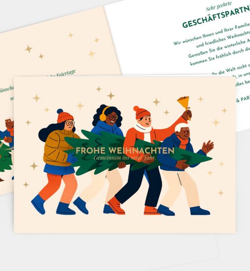 Weihnachtskarte Weihnachten geschäftlich Team Tanne