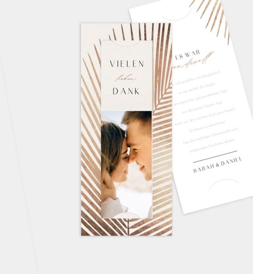 Dankeskarte Hochzeit Golden Palms