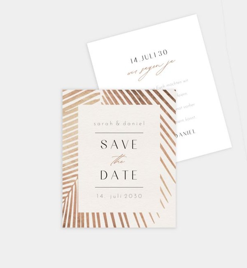 Save-The-Date Karte Hochzeit Golden Palms