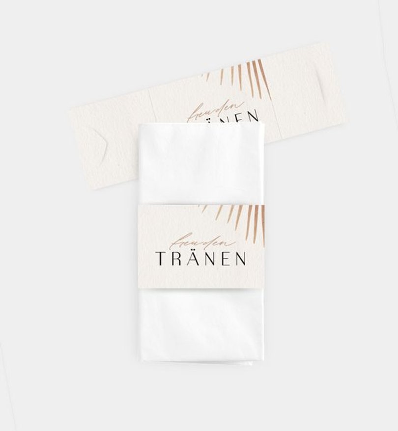 Taschentücher Banderole Hochzeit Golden Palms