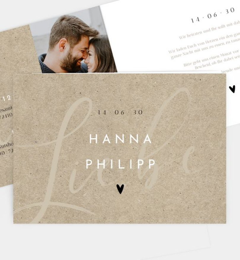 Einladungskarte Hochzeit Liebesbrief · Vintage