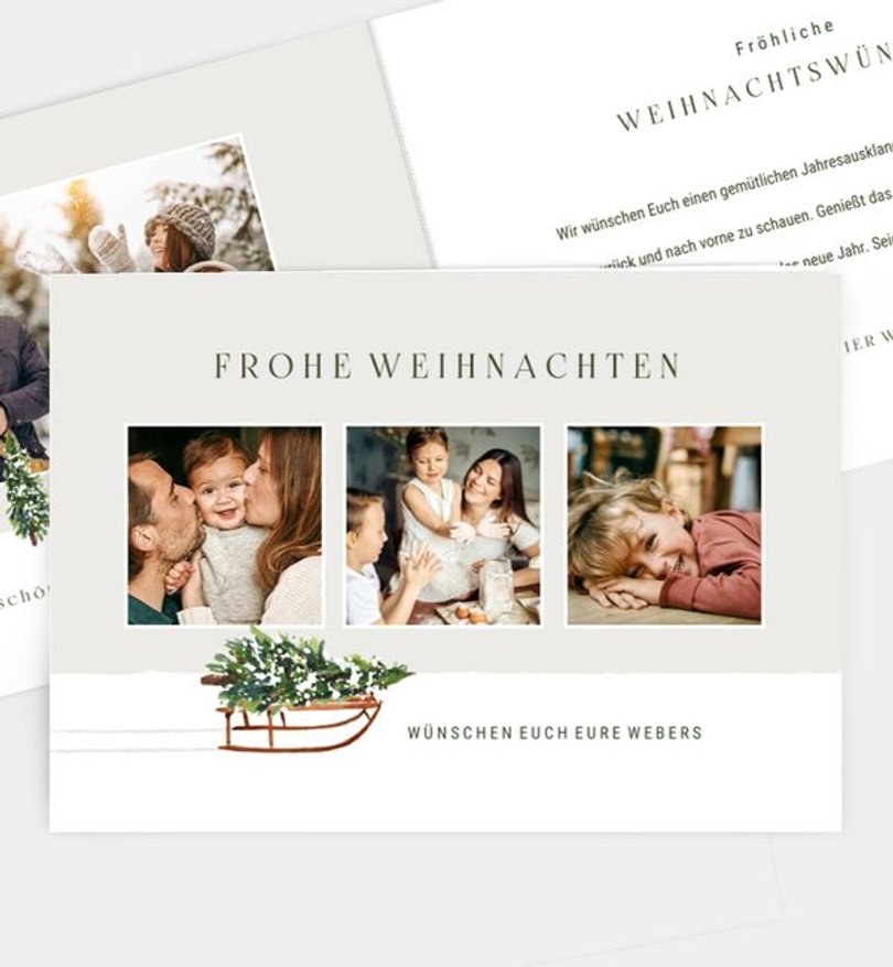 Weihnachtskarte Weihnachten/Privat Schlitten · UNICEF