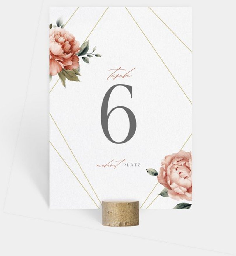 Tischnummer Hochzeit Floral Corner