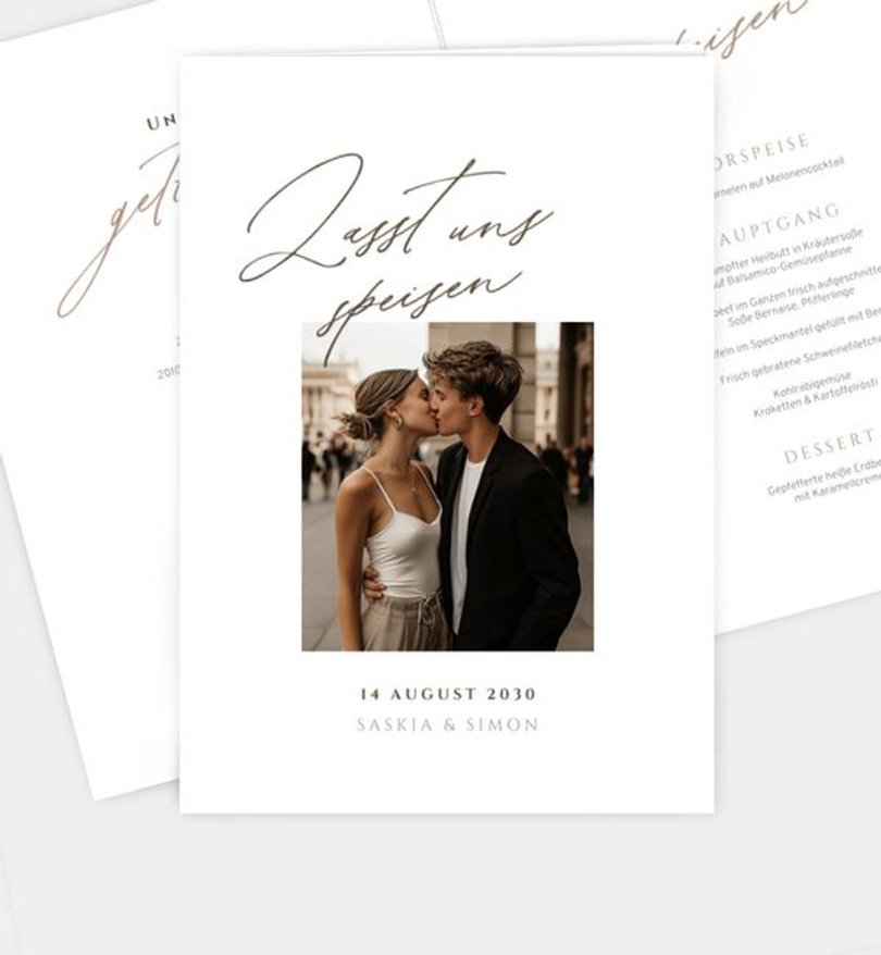 Menükarte Hochzeit Sanftes Glück