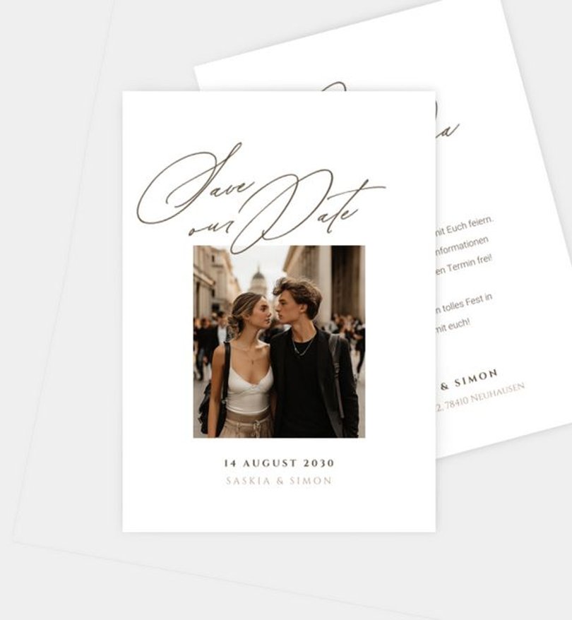 Save-The-Date Karte Hochzeit Sanftes Glück