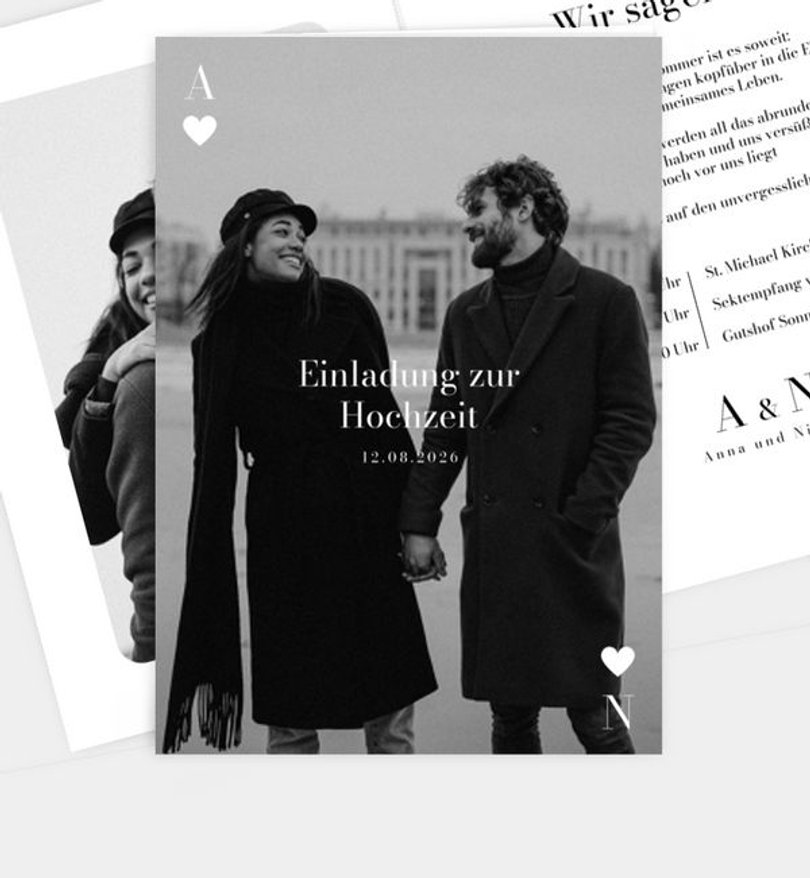 Einladungskarte Hochzeit Queen & King