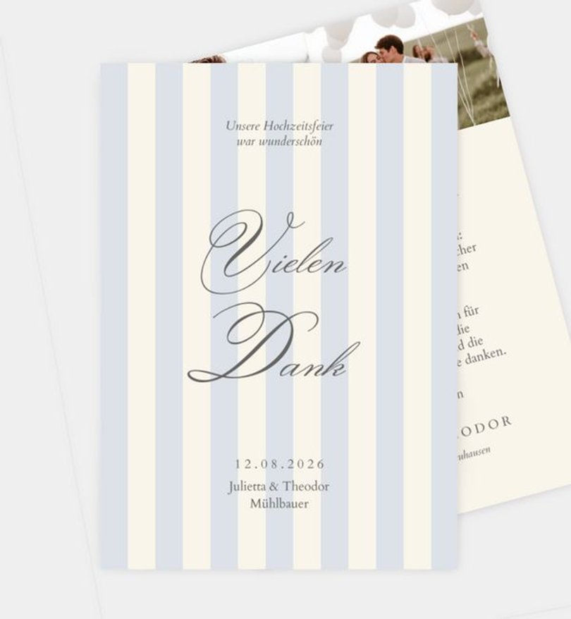 Dankeskarte Hochzeit Royal Stripes