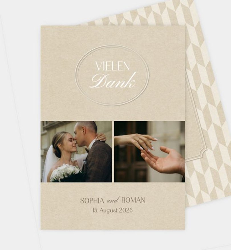 Dankeskarte Hochzeit Monogramm