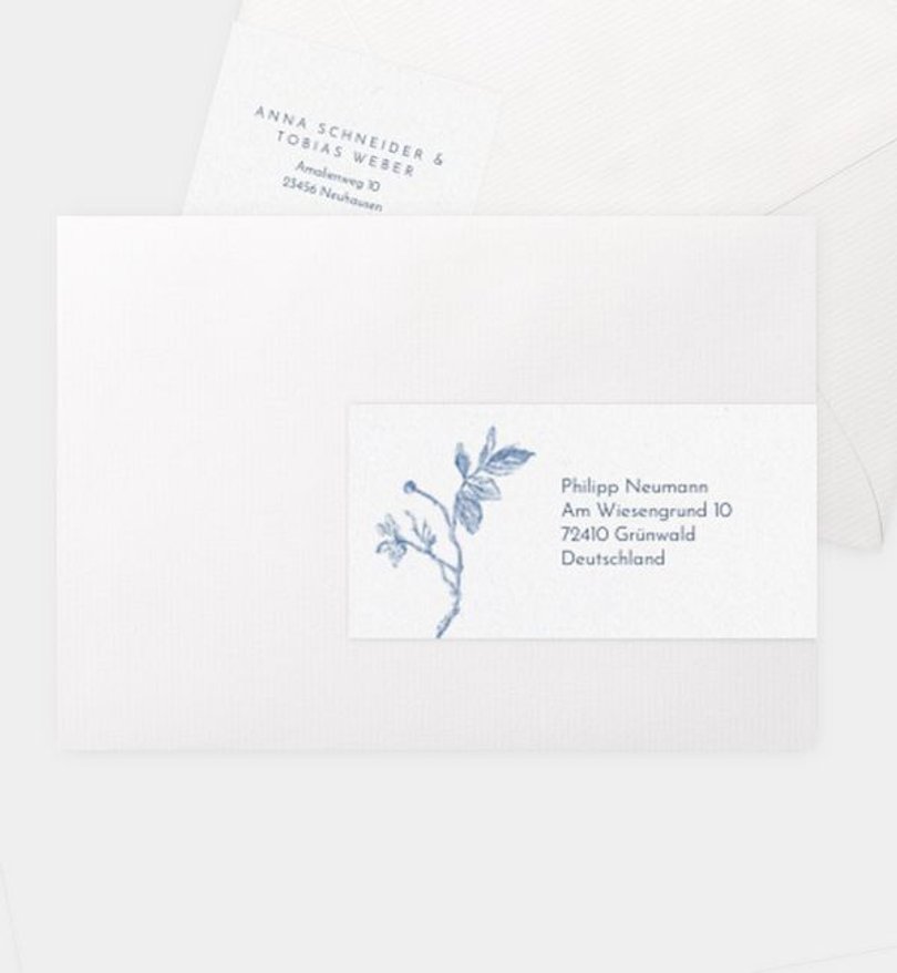 Adressaufkleber Hochzeit Blue Ornament
