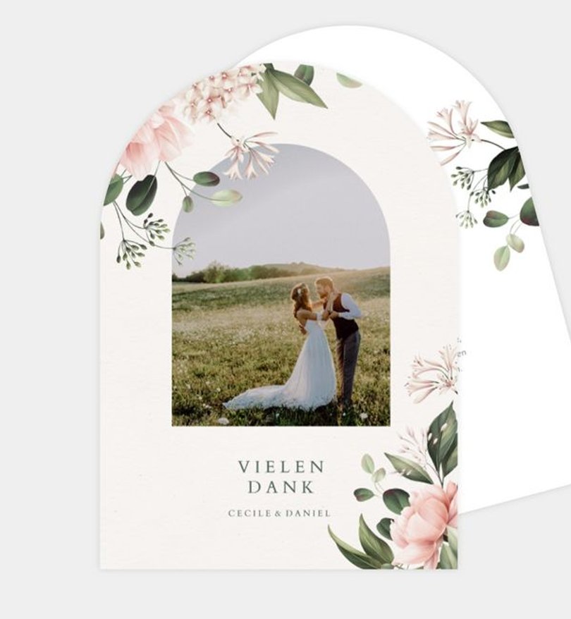 Dankeskarte Hochzeit Flower Arc · Crafty