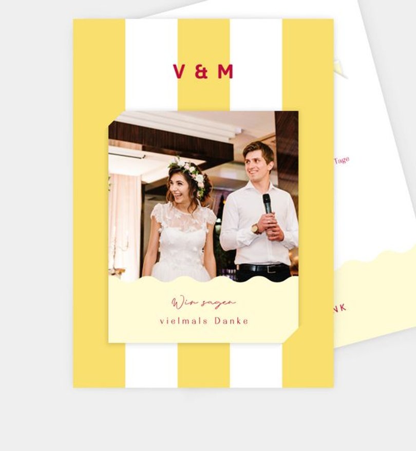 Dankeskarte Hochzeit Happy Stripes