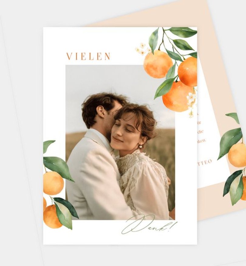 Dankeskarte Hochzeit Orange Blossom