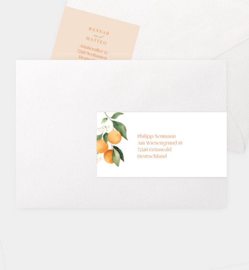 Adressaufkleber Hochzeit Orange Blossom