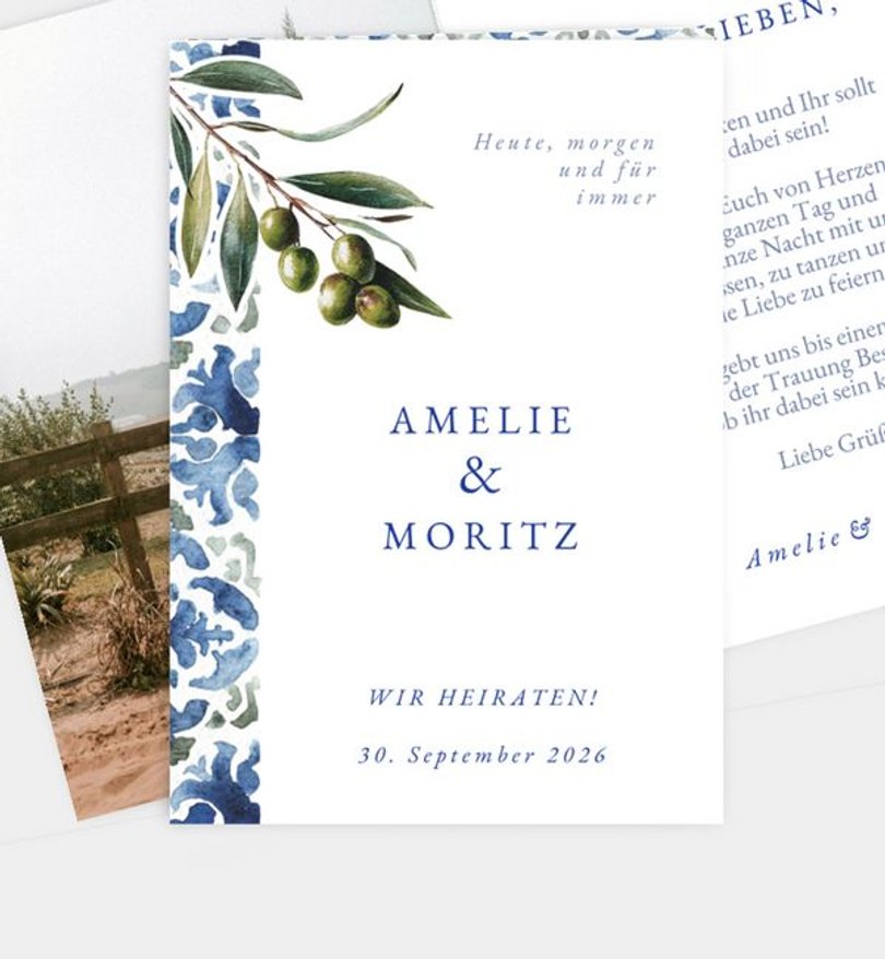 Einladungskarte Hochzeit Olive Theory