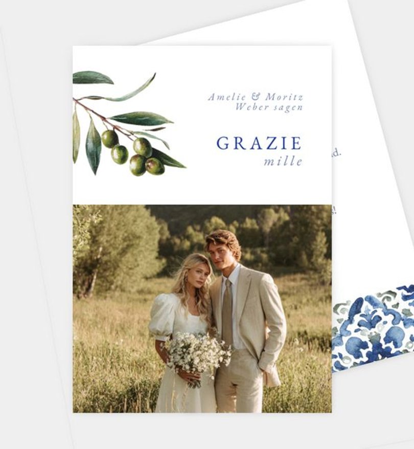 Dankeskarte Hochzeit Olive Theory