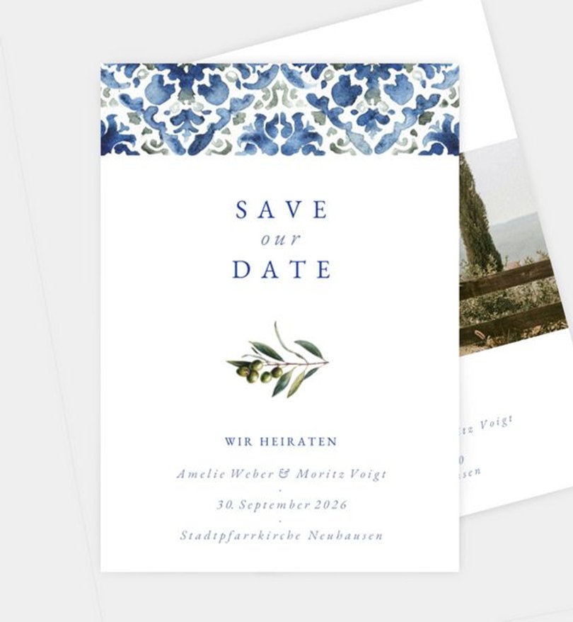 Save-The-Date Karte Hochzeit Olive Theory