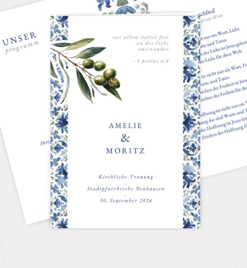 Kirchenheft Hochzeit Olive Theory