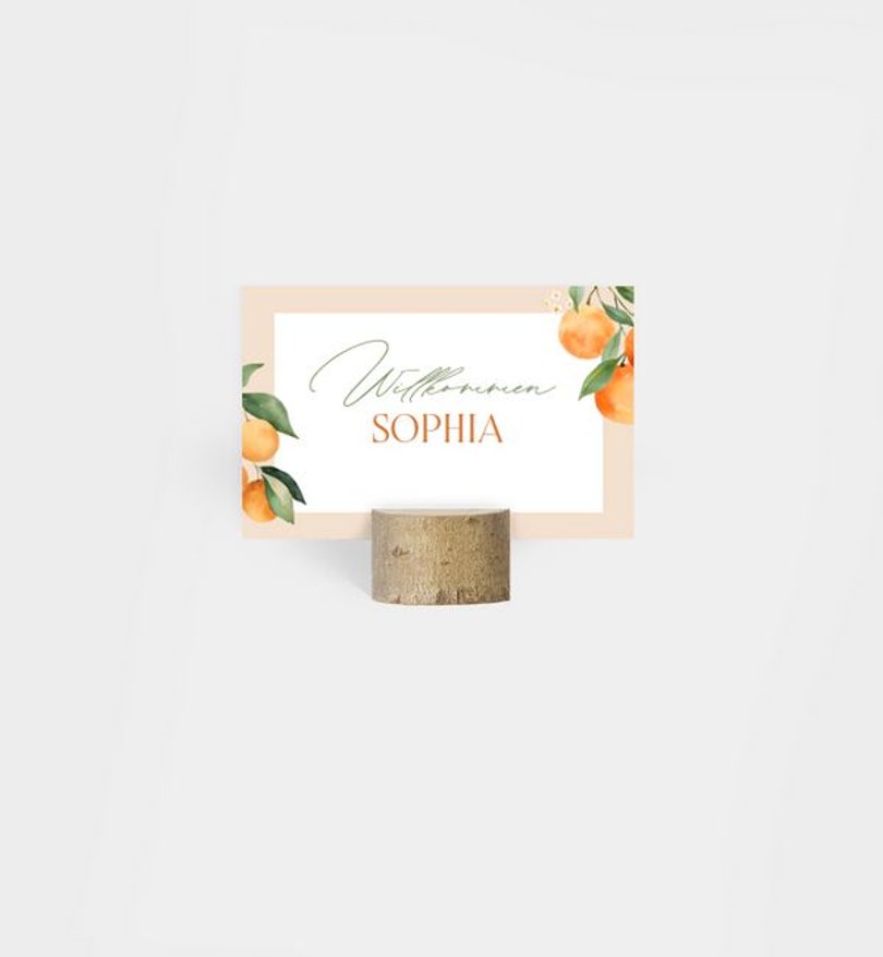 Tischkarte Hochzeit Orange Blossom