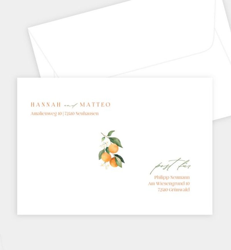 Briefumschlag Hochzeit Orange Blossom
