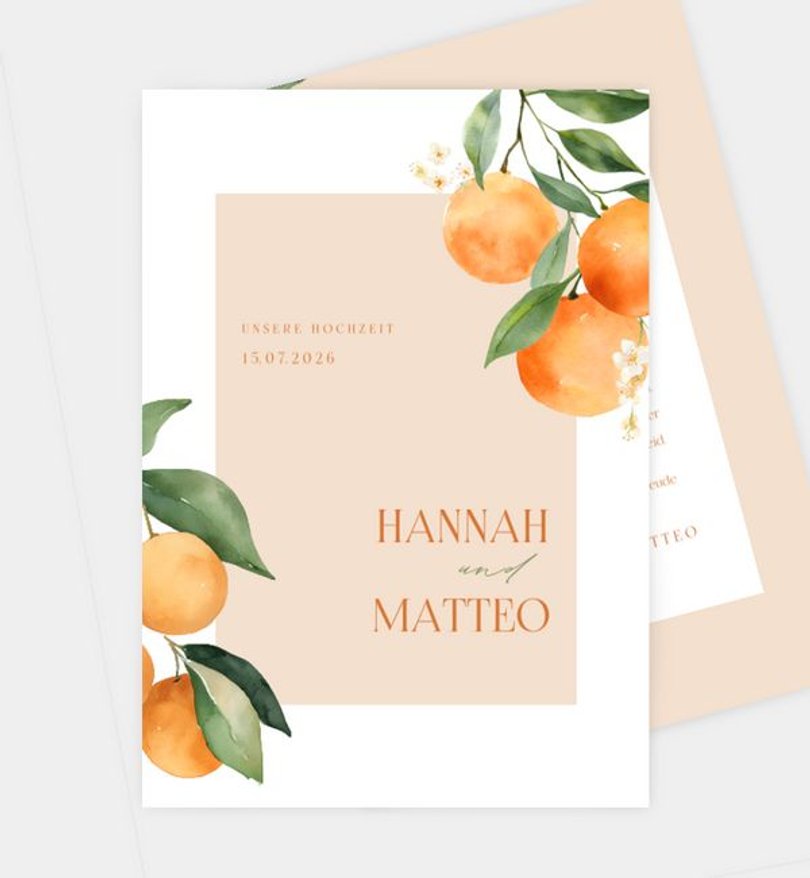 Einladungskarte Hochzeit Orange Blossom