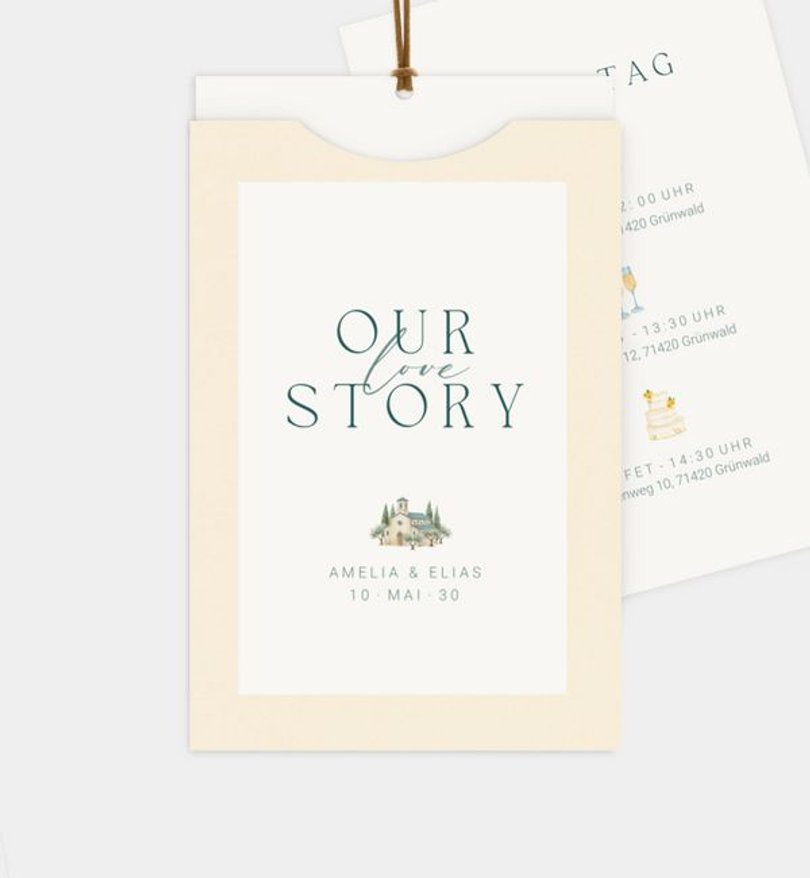 Einladungskarte Hochzeit Love Story
