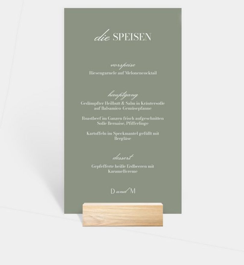 Menükarte Hochzeit Sanfte Natur