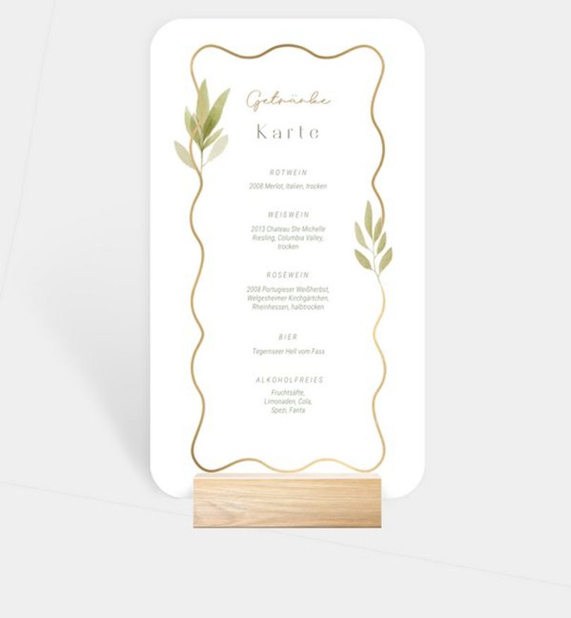 Menükarte Hochzeit Frühlingswind