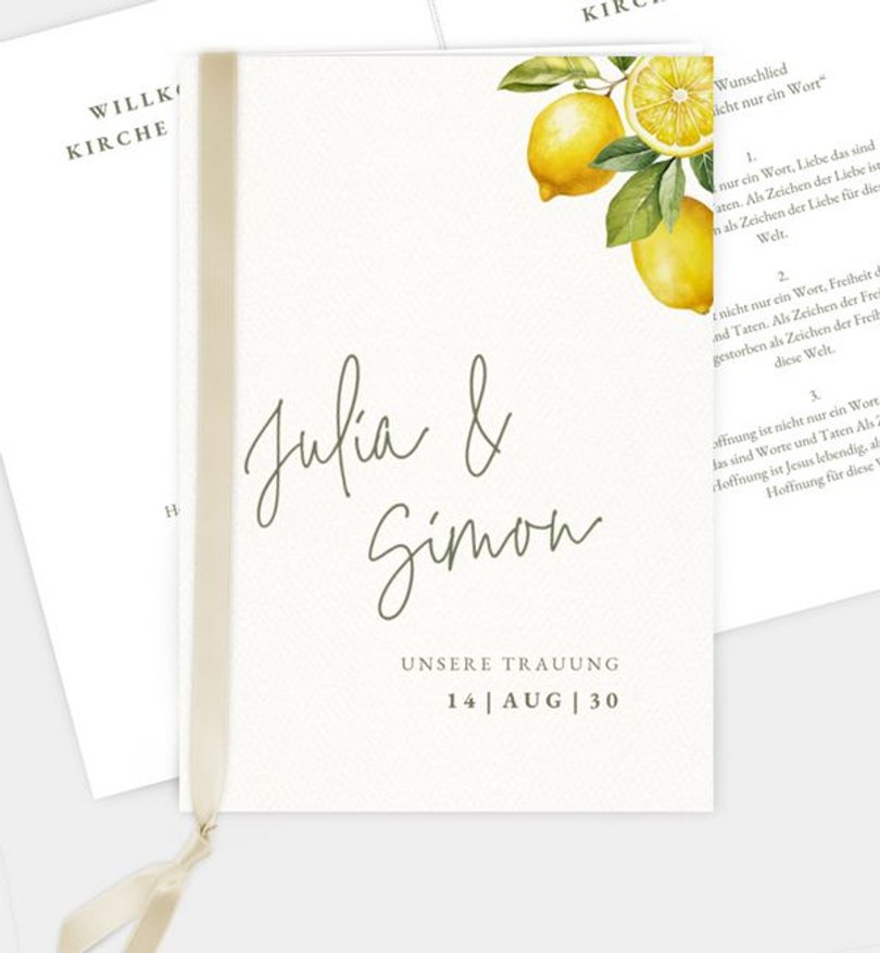 Kirchenheft Hochzeit Lemon Summer