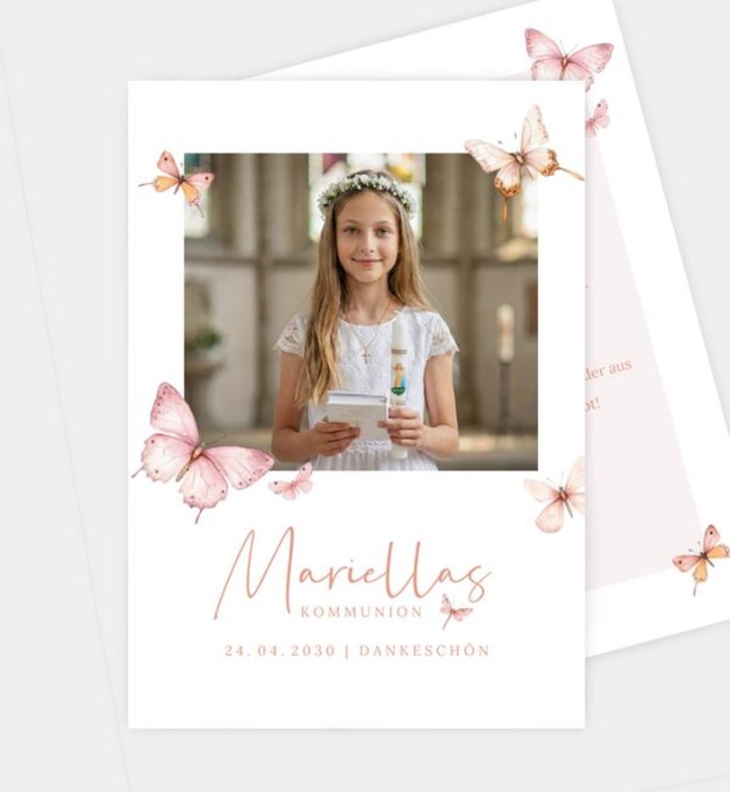 Dankeskarte Kommunion Schmetterlingsmomente