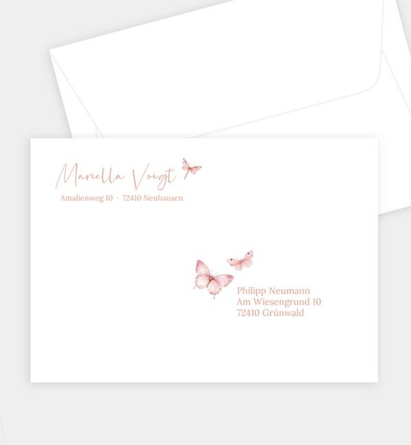 Briefumschlag Kommunion Schmetterlingsmomente