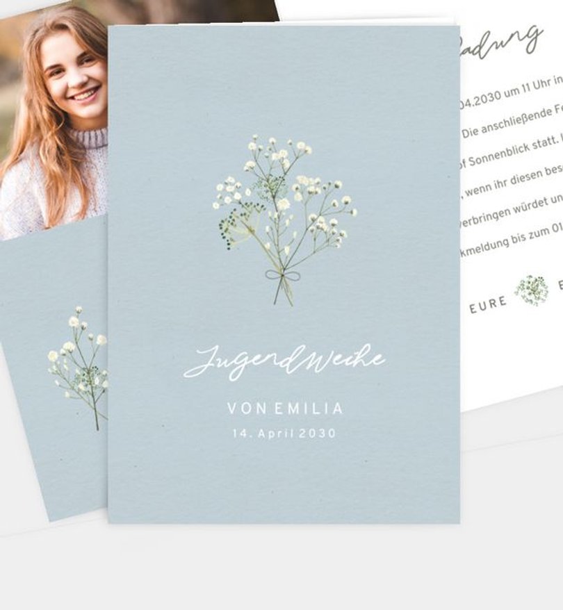 Einladungskarte Jugendweihe Schleierkraut