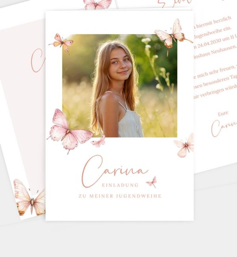 Einladungskarte Jugendweihe Schmetterlingsmomente