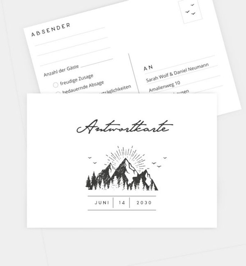 Antwortkarte Hochzeit Bergliebe