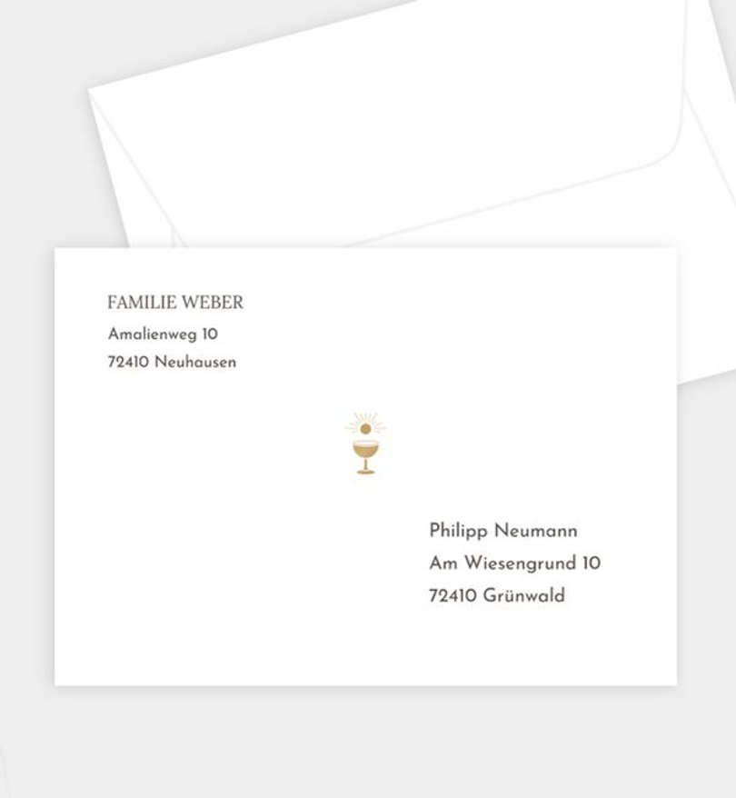 Briefumschlag Kommunion Goldstück