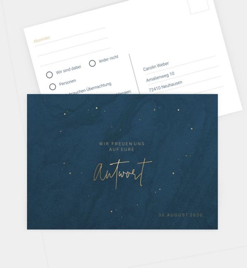 Antwortkarte Hochzeit Sparkling night