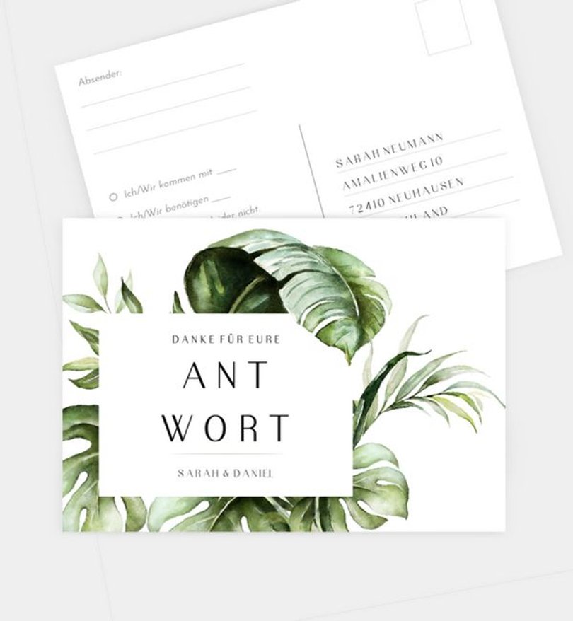 Antwortkarte Hochzeit Jungle