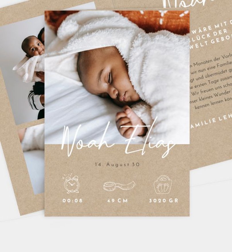 Geburtsanzeige Geburt Crafty Icons · Vintage · UNICEF