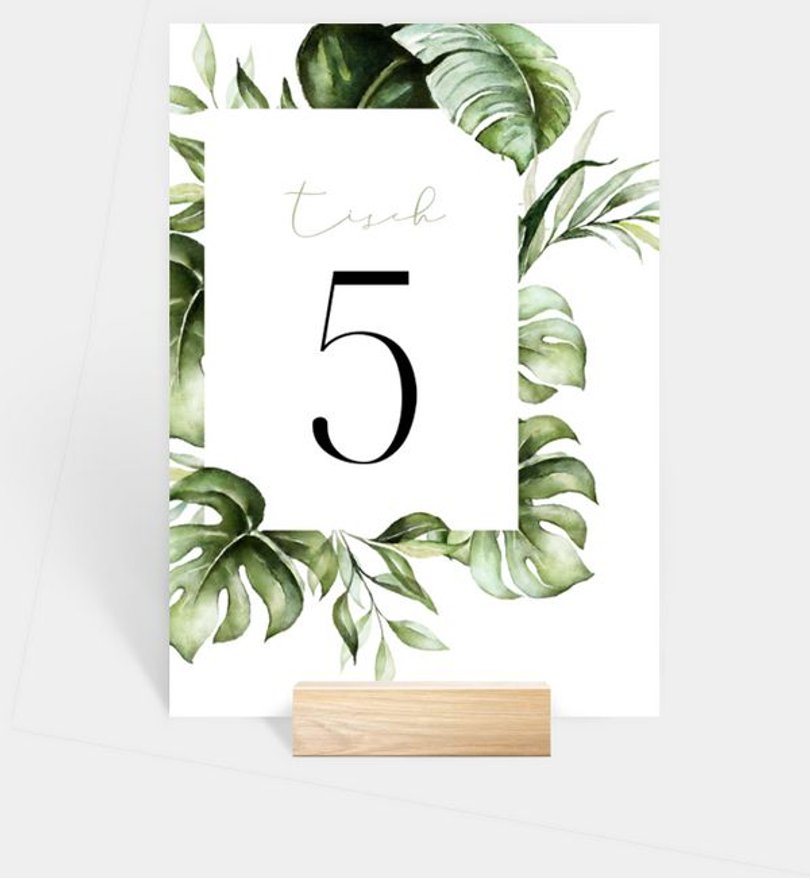 Tischnummer Hochzeit Jungle