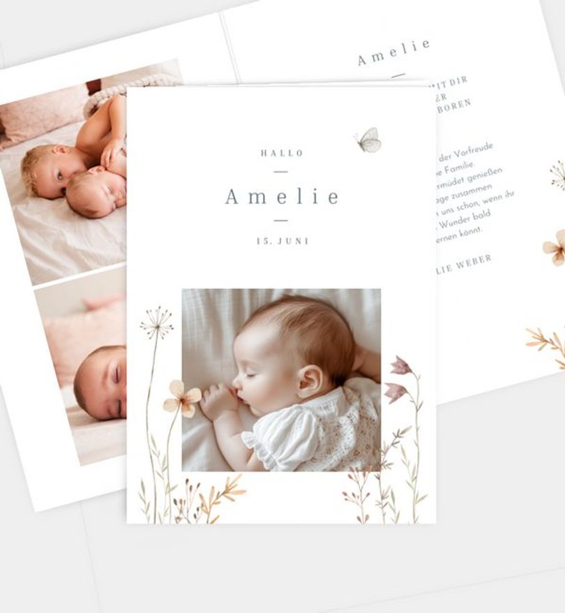 Geburtsanzeige Geburt Flower Meadow · UNICEF