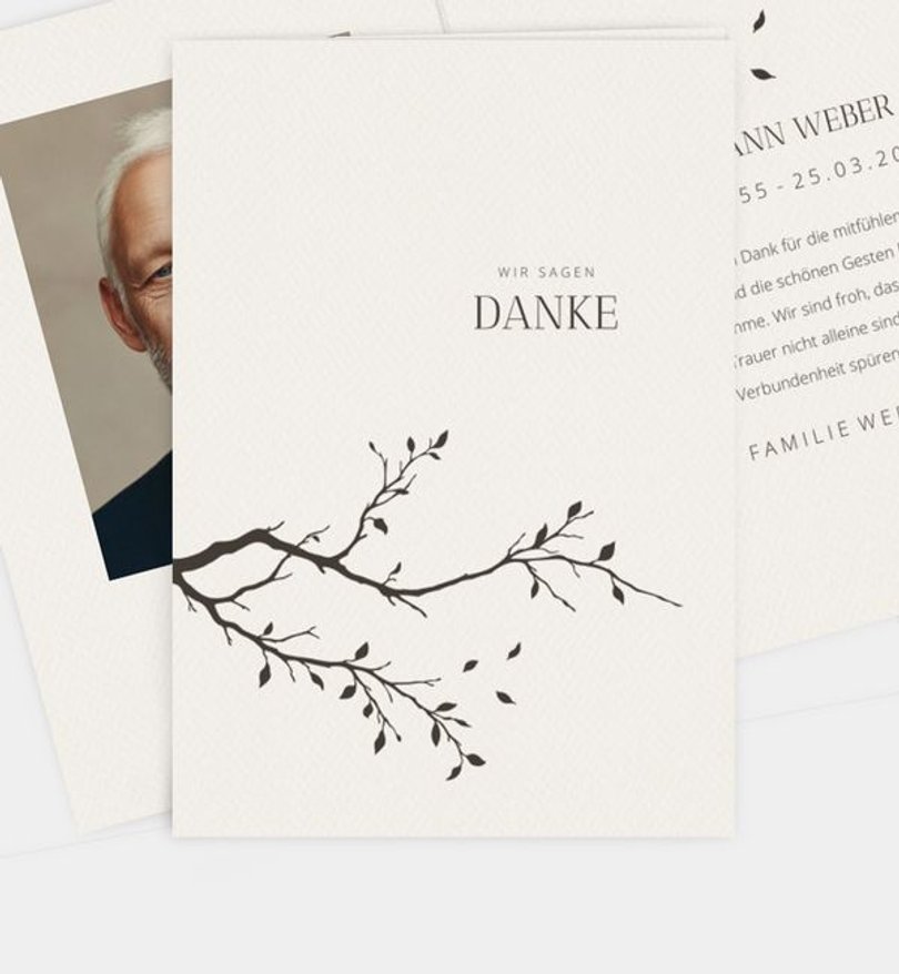 Dankeskarte Trauer Baum Silhouette