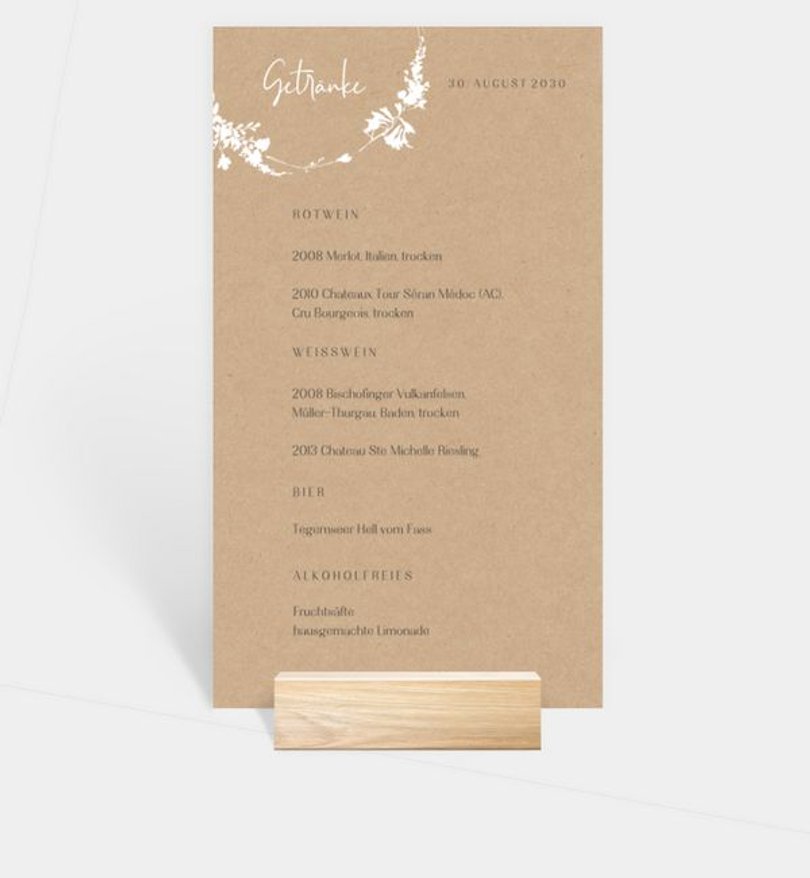 Menükarte Hochzeit Sommerkranz