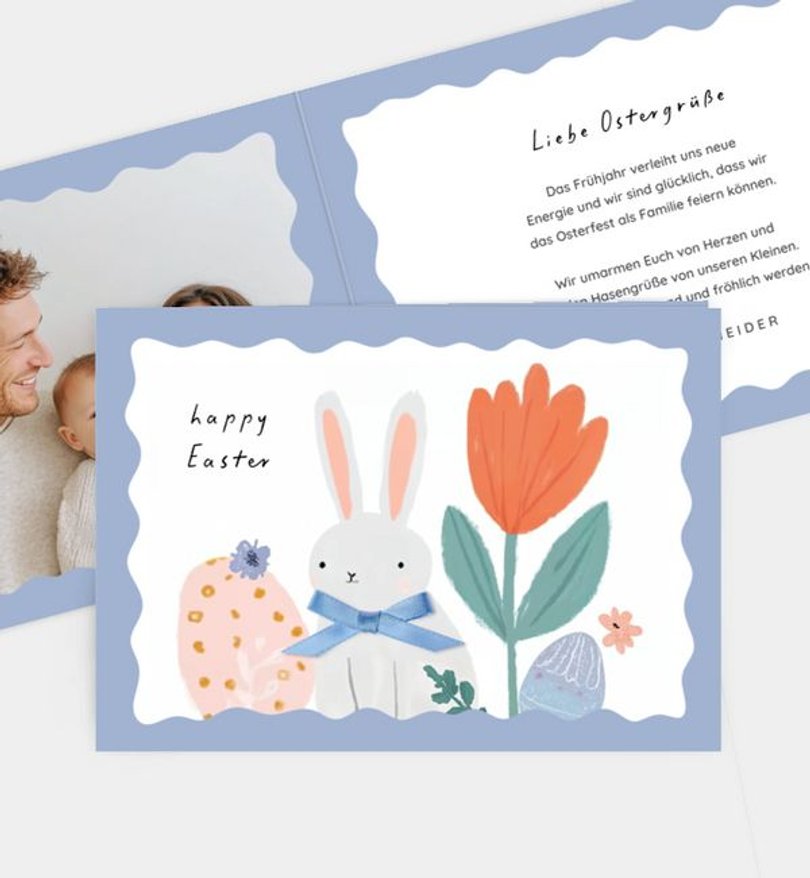 Grußkarte Ostern Mit Schleife & Herz