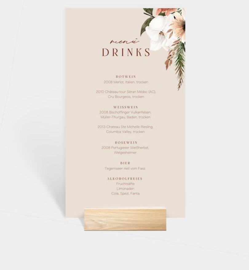 Menükarte Hochzeit Tender Love