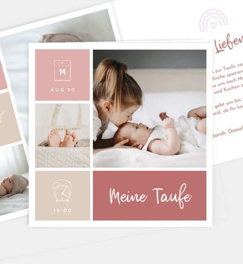 Einladungskarte Taufe Sweet Collage