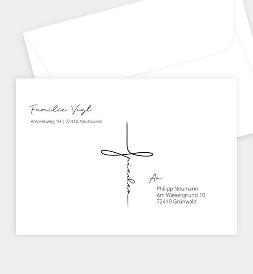 Briefumschlag Trauer Elegant Cross