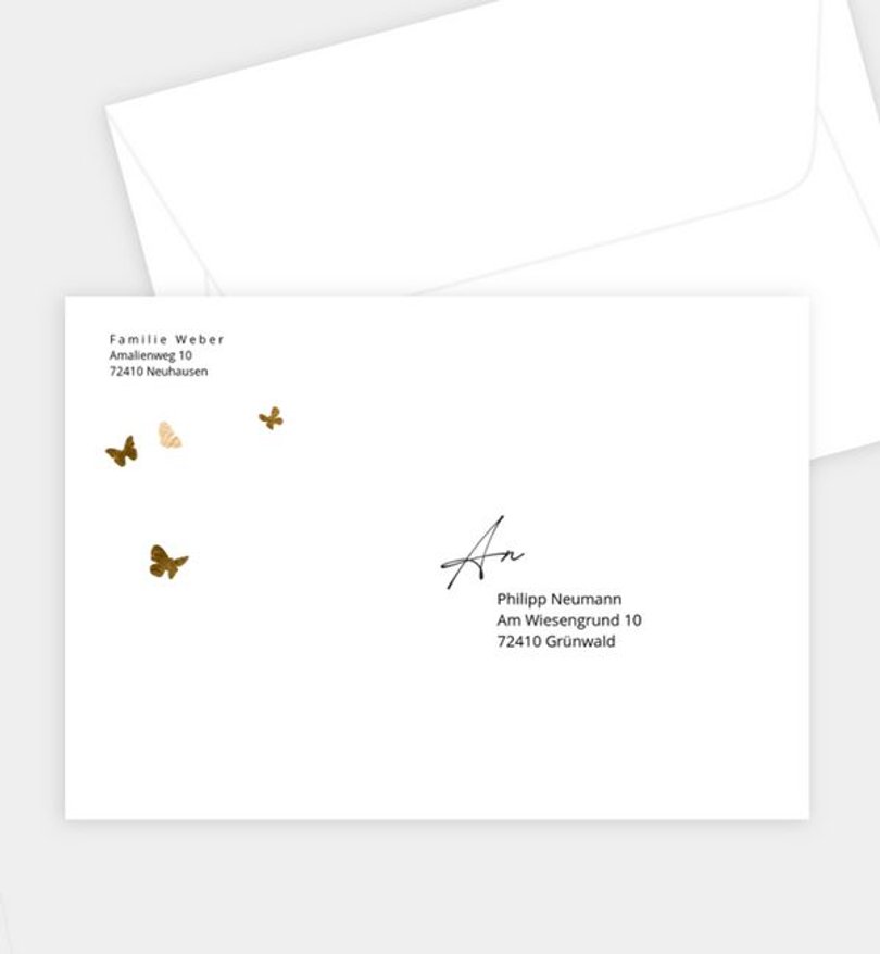 Briefumschlag Taufe Butterfly