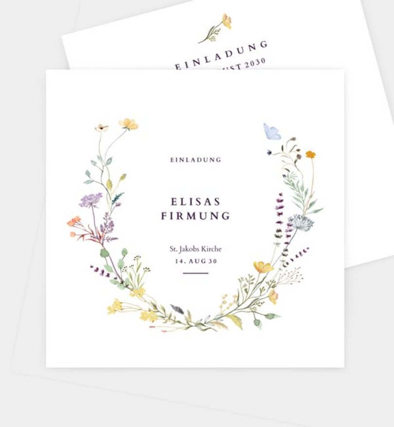 Einladungskarte Firmung Blütengarten · UNICEF