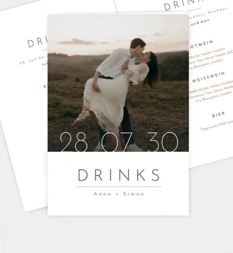 Getränkekarte Hochzeit Semplice