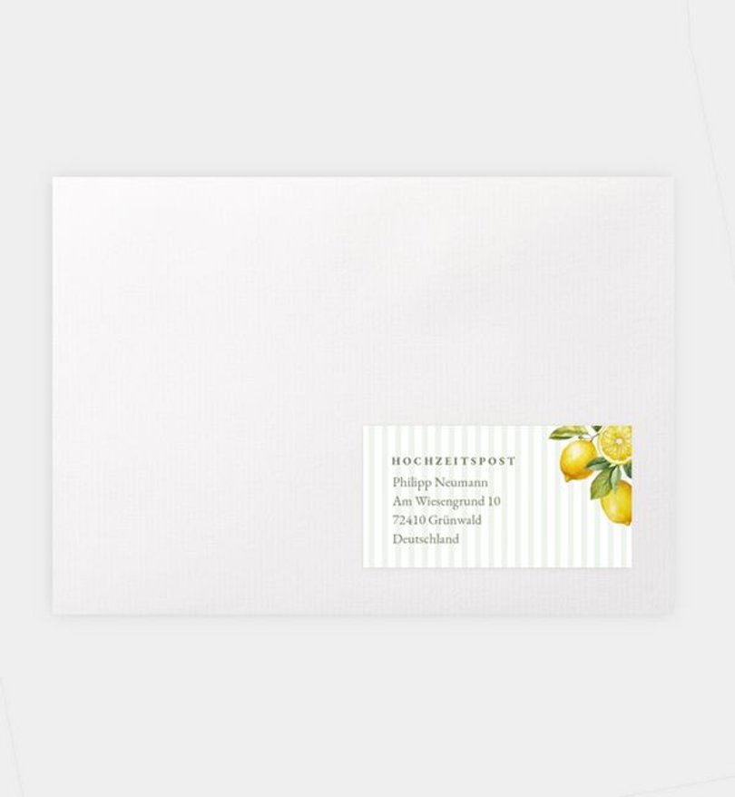 Empfängeraufkleber Hochzeit Lemon Summer