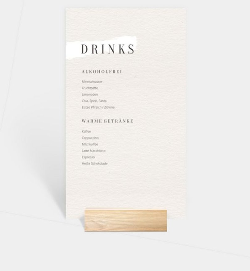 Getränkekarte Hochzeit Modern Style